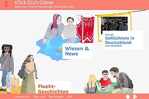 Screenshot der Webseite "Klick Dich Clever": Die Seite informiert Kinder über das Thema Flucht