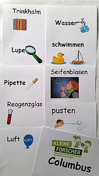 Praktische Bildkarten mit einer Abbildung und dem dazugehörigen deutschen Wort